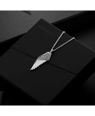 Men's Wing Pendant Necklace – Silver