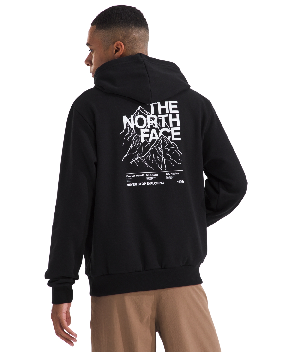 The North Face Logo Hoodie Kangaroo Pocket Ribbed Cuffs In Black