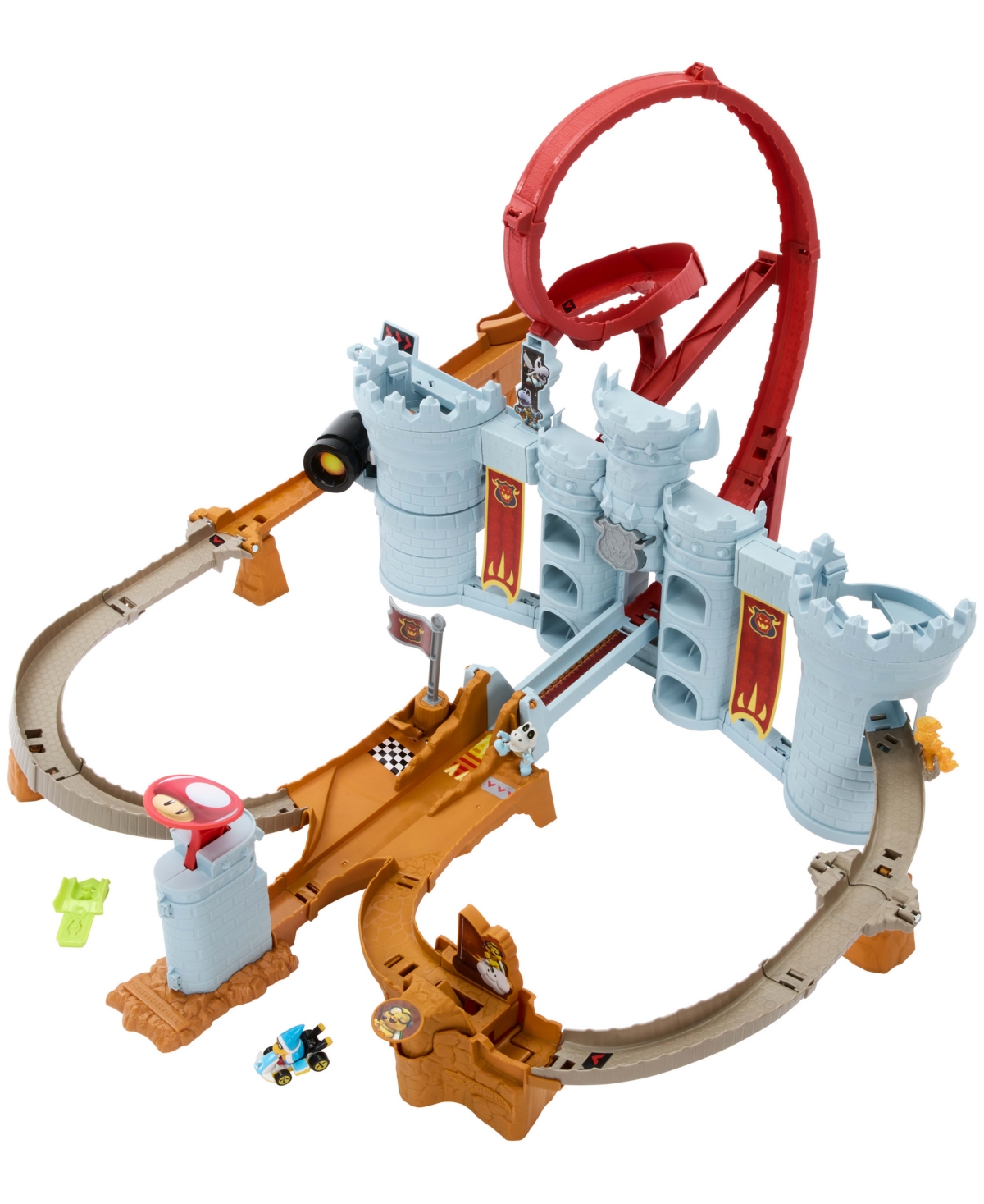 Hot Wheels Mario Kart Bowser's Castle Track Set And Vehicle In Multi