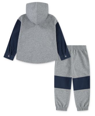 Boys' Toddler 2T-4T Hooded Shacket Top and Jogger Pants, 2-Piece Set