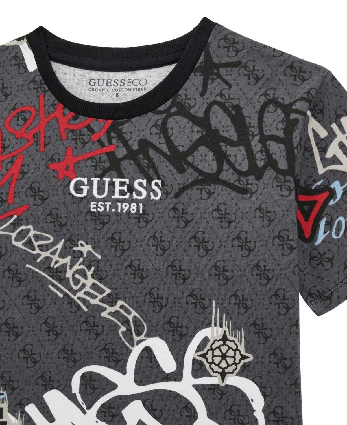 Guess Big Boys Printed Short Sleeve T-shirt In Black