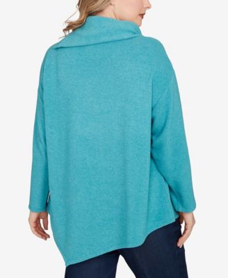 Plus Size Heather Cozy Knit Split Cowl Top
