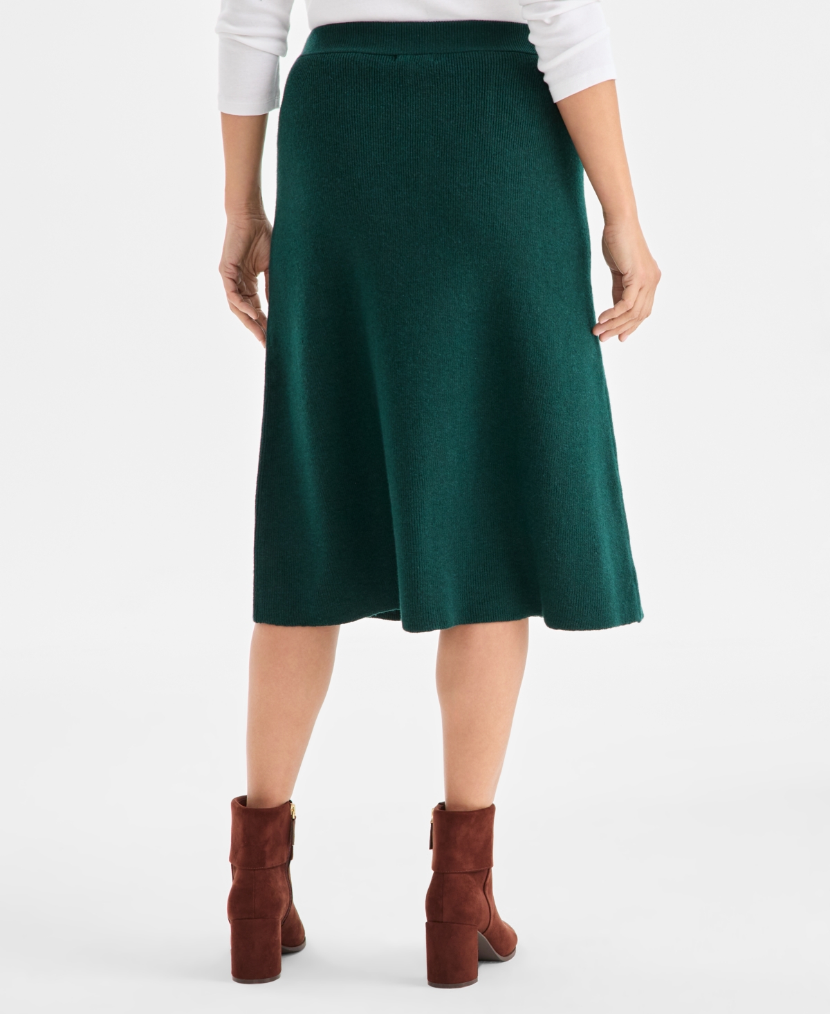 Style & Co Women's Ribbed Sweater Midi Skirt, Macy's Exclusive In Green