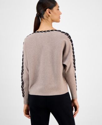 Women's Ribbed Dolman-Sleeve Sweater