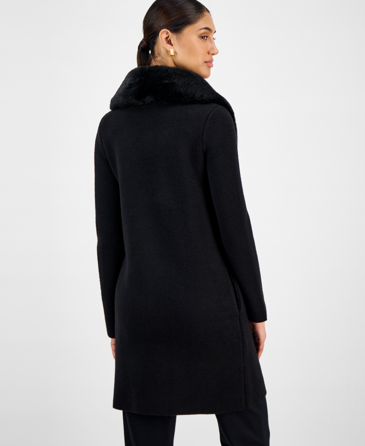 T Tahari Women's Faux-fur Shawl-collar Jacket In Black