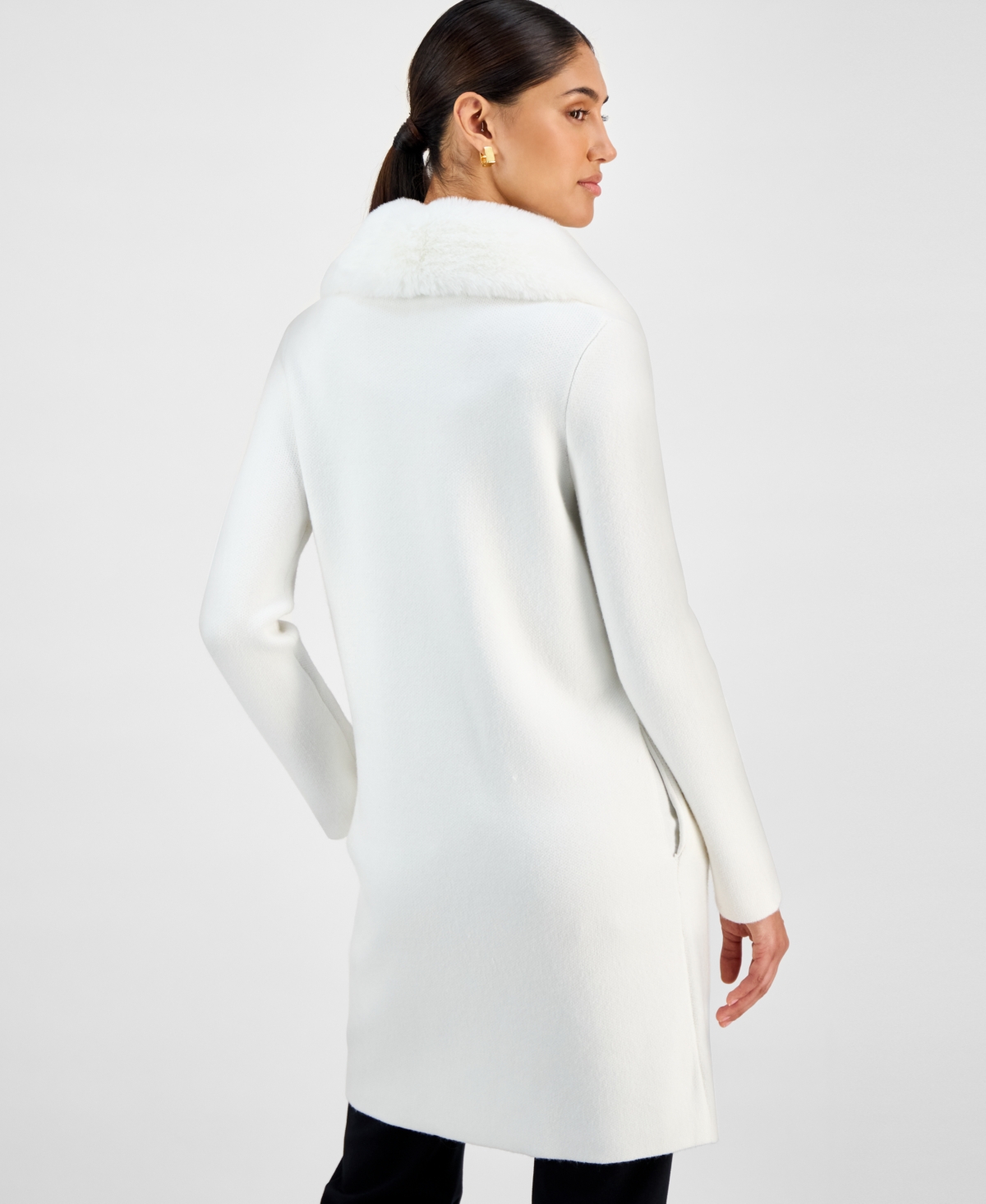 T Tahari Women's Faux-Fur Shawl-Collar Jacket