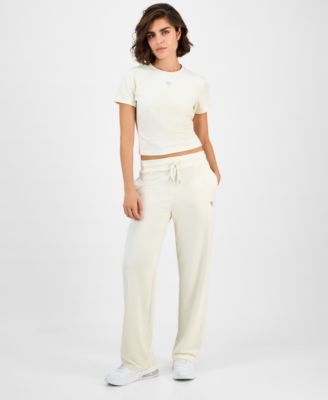 GUESS - Women's Couture Straight-Leg Velour Pants