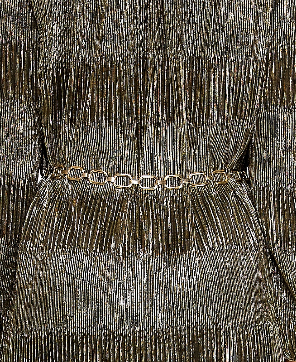 Seni & Cade Juniors' Metallic Pleated Knit Trapeze Belt Dress In Gray