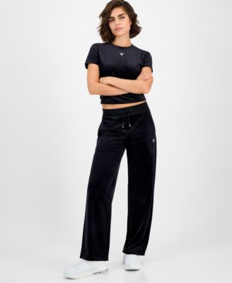 GUESS - Women's Couture Straight-Leg Velour Pants