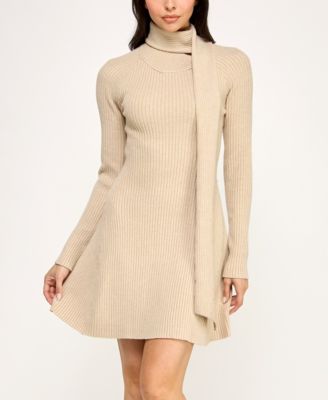 Rosie Harlow - Juniors' Long Sleeve Short Sweater Dress