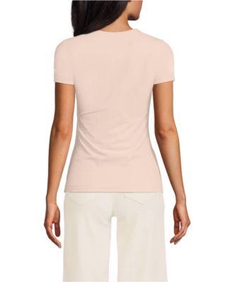 Women's Short Sleeve Tugless Double Layer Crew Neck Knit Top