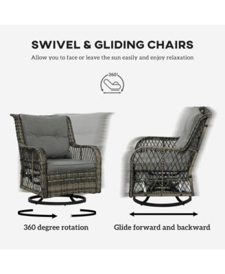 3 Pieces Wicker Bistro Set, Rocking Patio Furniture Set,