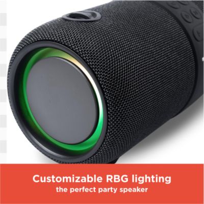 Portable Bluetooth Speaker 14W IPX6 in Rugged Style with RGB Lights FM Radio and TWS for Pairing Black