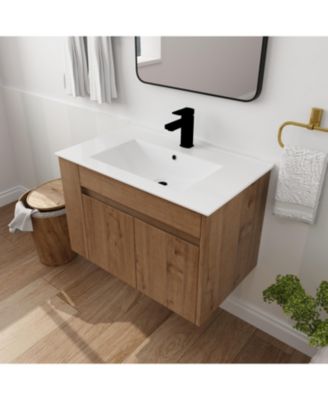 30 Inch Bathroom Vanity with White Ceramic Basin