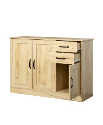 Modern Wood Sideboard with 2 Doors, 2 Drawers and Central Storage for Entryway or Dining