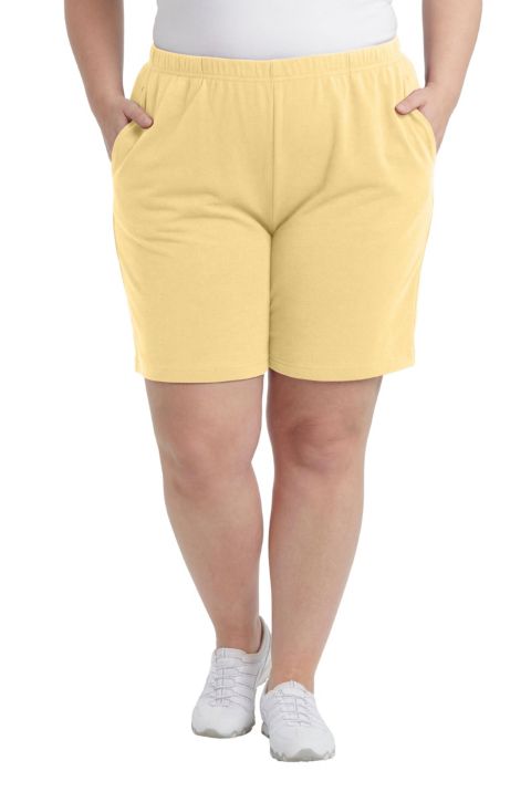 Женские шорты Woman Within Within 7-Day Straight-Leg Elastic-Waist Stretchy Knit Short, цвет: Banana