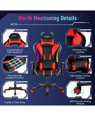 Gaming Chair Adjustable Swivel Computer Chair w/ Dynamic LED Lights
