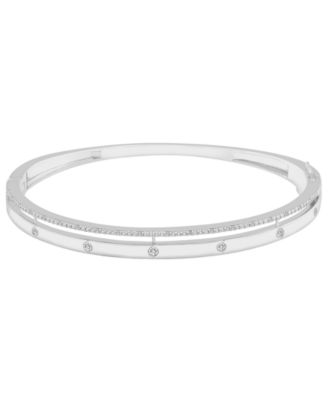 2-Pc. Set Diamond Bangle Bracelet and Hoop Earrings (1/4 ct. t.w.) in Sterling Silver