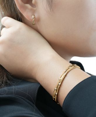 2-Pc. Set Diamond Bangle Bracelet and Hoop Earrings (1/4 ct. t.w.) in 14k Gold-Plated Sterling Silver