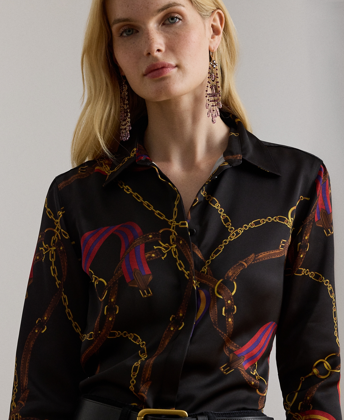 Ralph Lauren Petite Belting Print Shirt In Multi