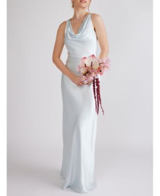 Cowl Front Satin Bridesmaid Dress