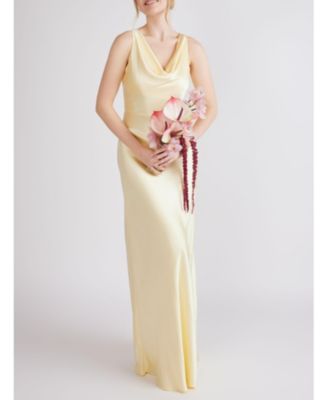 Cowl Front Satin Bridesmaid Dress