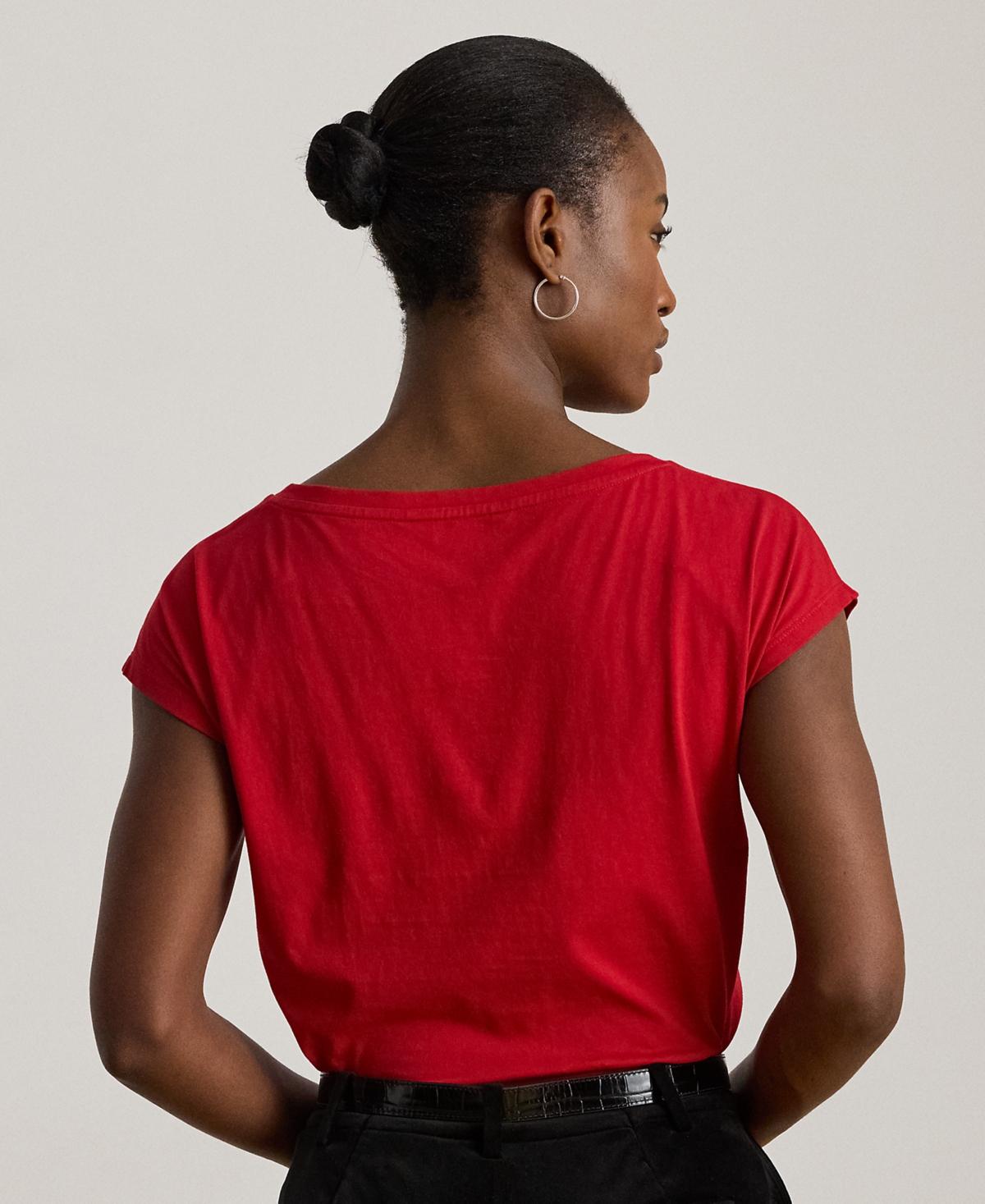 Ralph Lauren Petite Sequin Crest Jersey T-shirt In Red