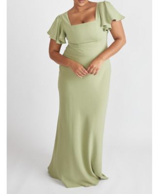Women's Square Neck Crepe Bridesmaid Dress