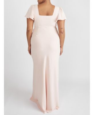 Women's Square Neck Crepe Bridesmaid Dress