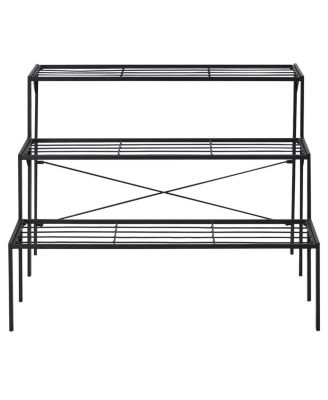 3 Tier Shelf Flower Plant Display Stand Rack Large Modern Black Metal Heavy Duty