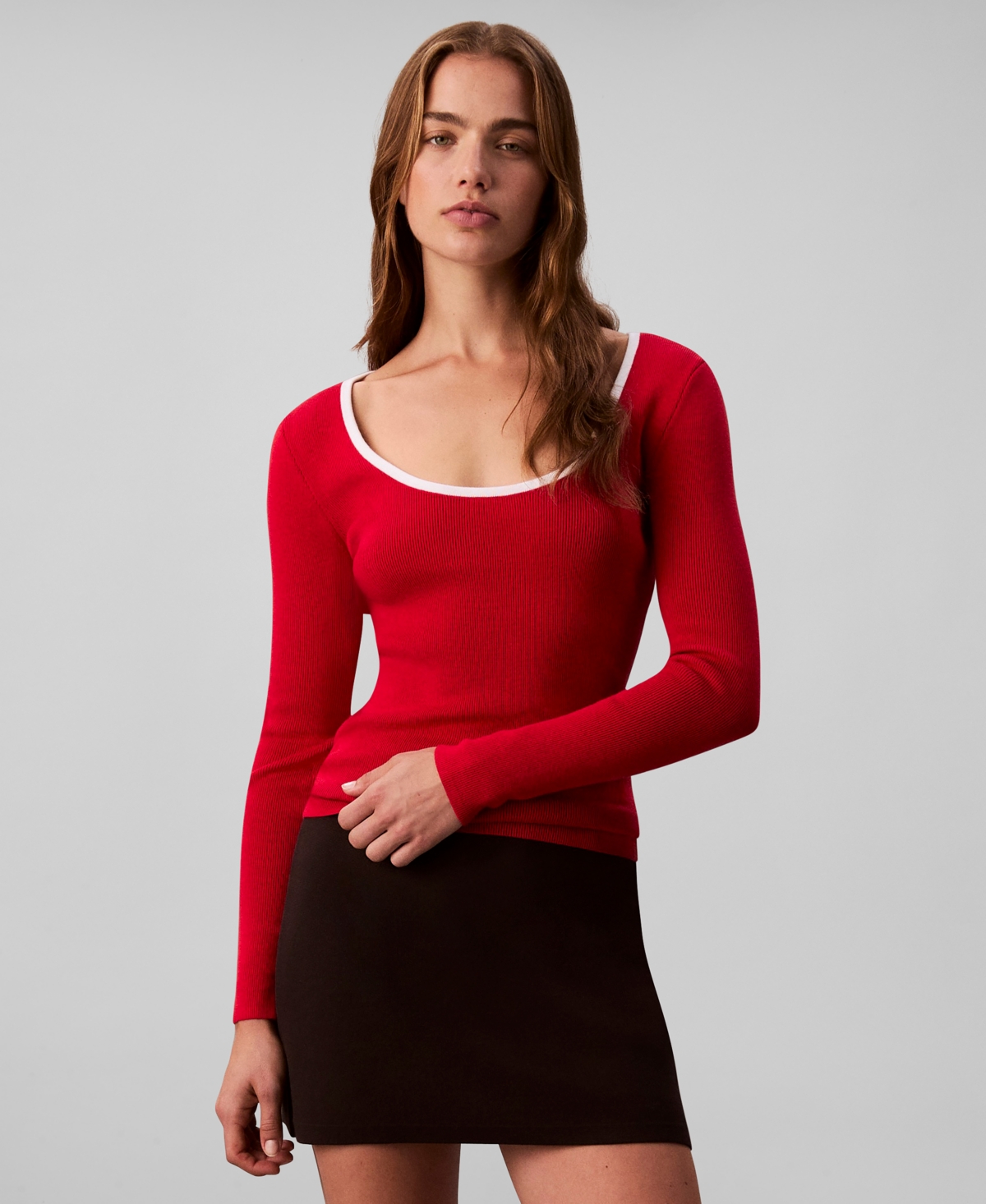 Calvin Klein Jeans Est.1978 Calvin Klein Women's Cotton Blend Classic Scoopneck Sweater