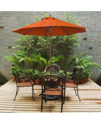 9-Foot Wood-Grained Steel Market Patio Umbrella