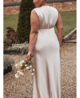 Plunge Drape Satin Bridesmaid Dress