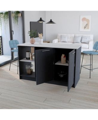 Kitchen Island Padua, Kitchen, Black / Onyx