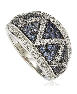 Suzy Levian Sterling Silver & Created White Sapphire Pave Zig Zag Ring