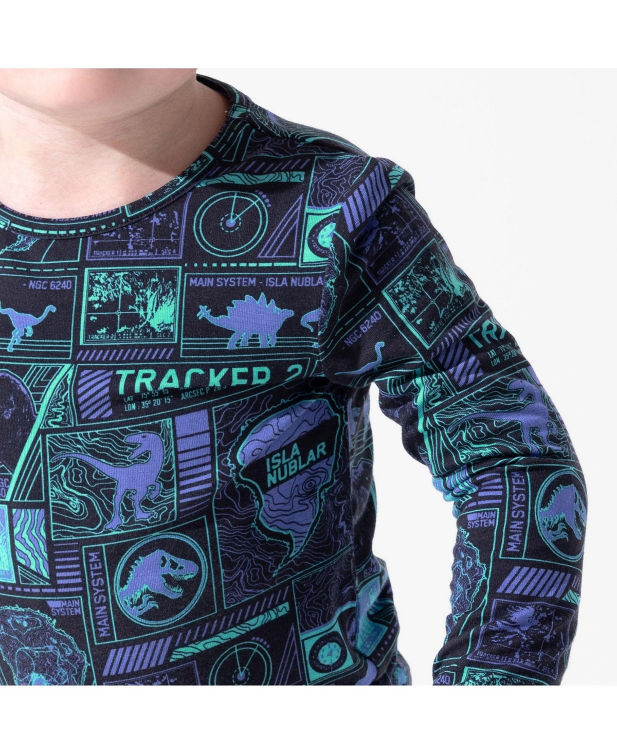 Bellabu Bear Kids' Jurassic Park Tracker Set Of 2 Piece Pajamas In Blue