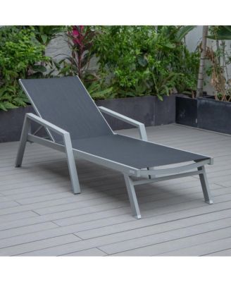 Marlin Patio Chaise Lounge Chair With Armrests in Grey Aluminum Frame