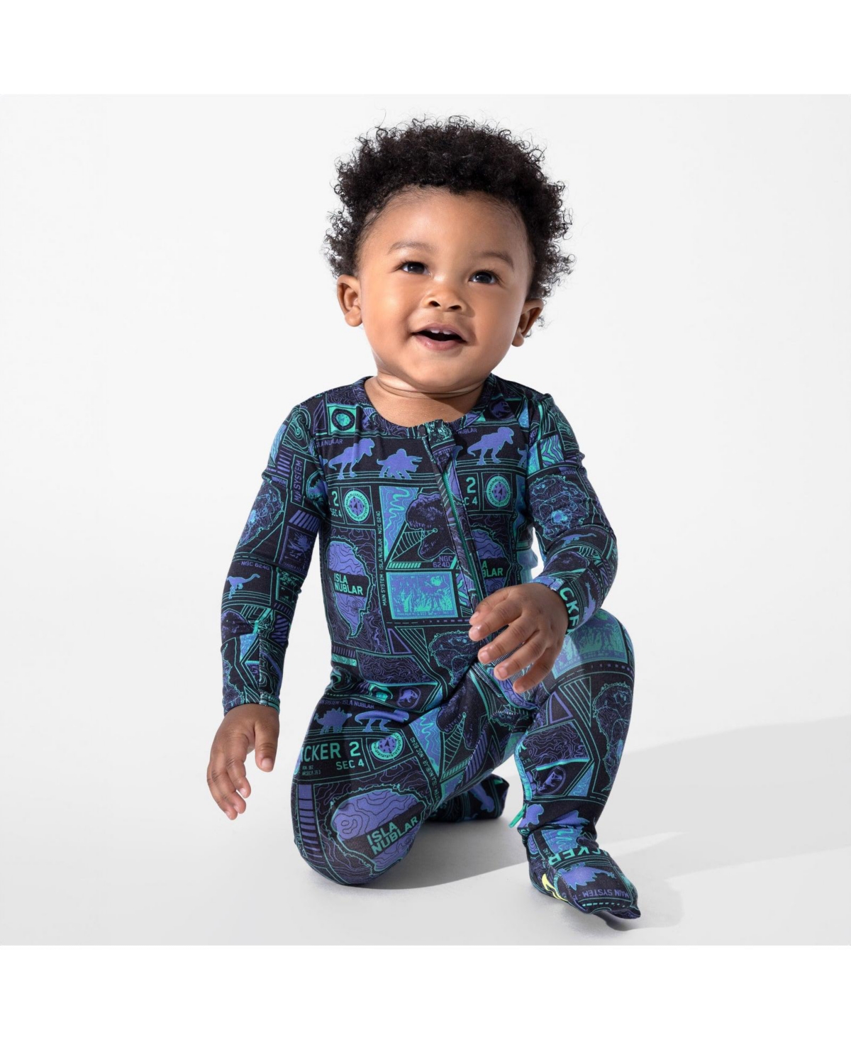 Bellabu Bear Unisex Jurassic Park: Tracker Convertible Footie In Blue