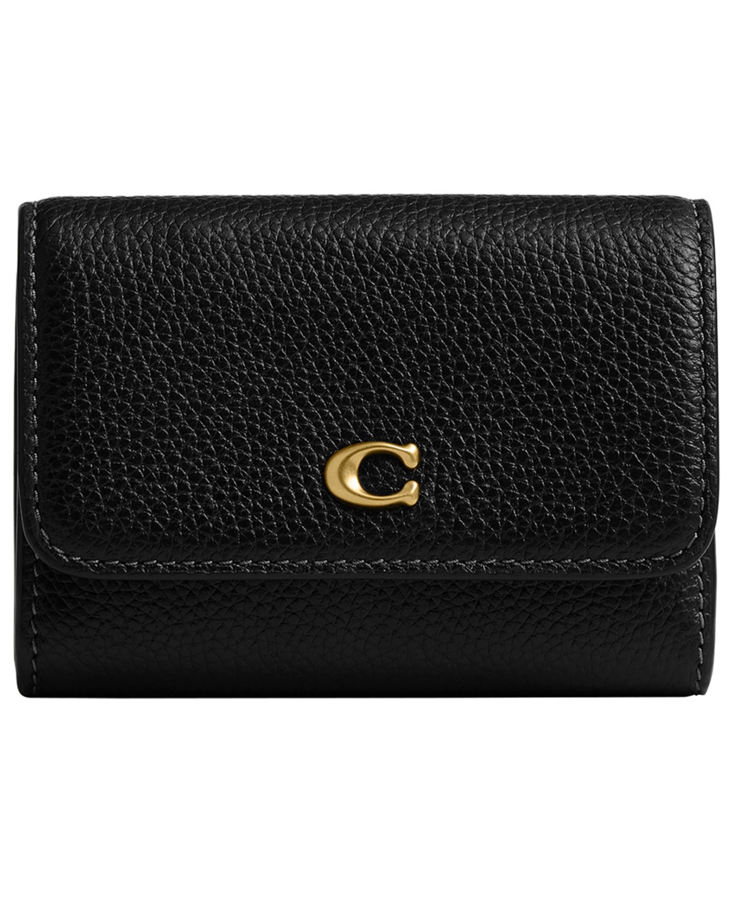 Футляр для карт Coach Essential из зернистой кожи с клапаном, цвет: Латунный / Чёрный — фото 1