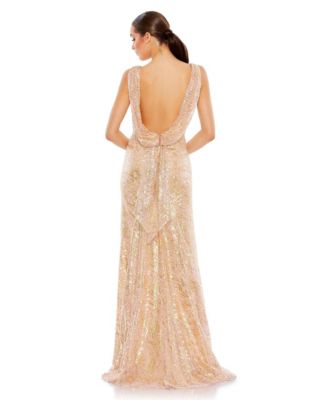 Women's Sleeveless High Neck Sequin Gown