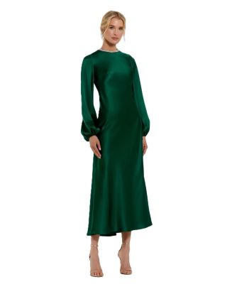 Mac Duggal Women's High Neck Long Sleeve Crystal Detail Dress - Macy's