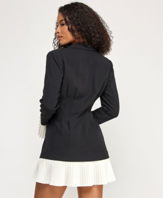 Juniors' Long Sleeve Button Up Jacket Dress