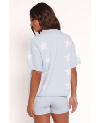 Women's Lela Knitted Shirt - Light Blue Stars