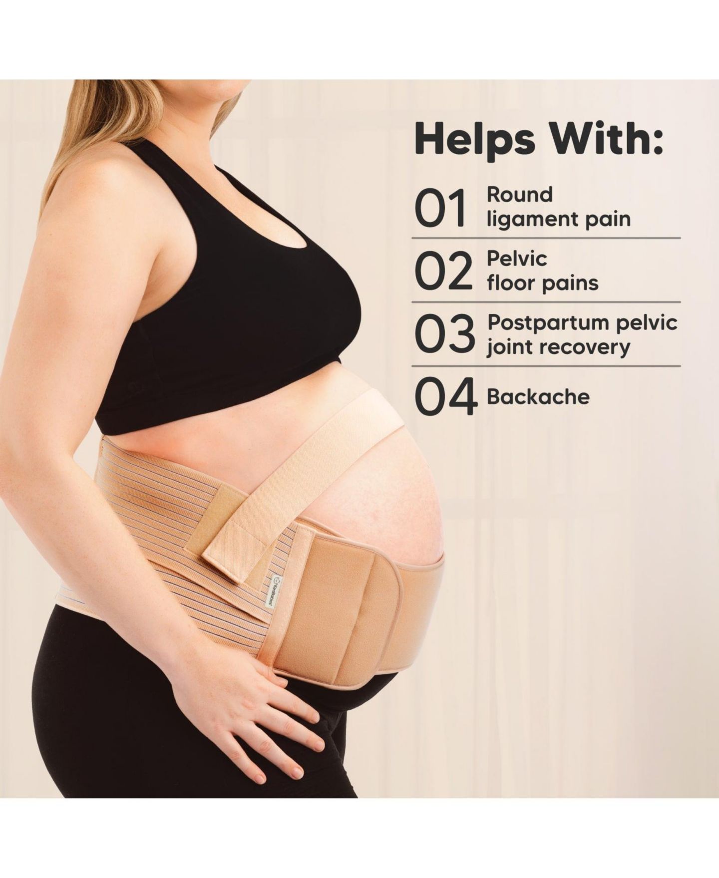 Женский ремень KeaBabies 2 in 1 Pregnancy Belly Support Band, Maternity Belt, Pregnancy Must Haves Baby Belly Bands, цвет: Слоновая кость — фото 8