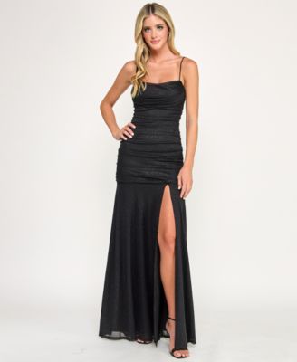 City Studios - Juniors' Glittered Ruched Gown