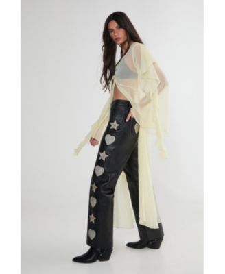 Women's Leather Patched Pants