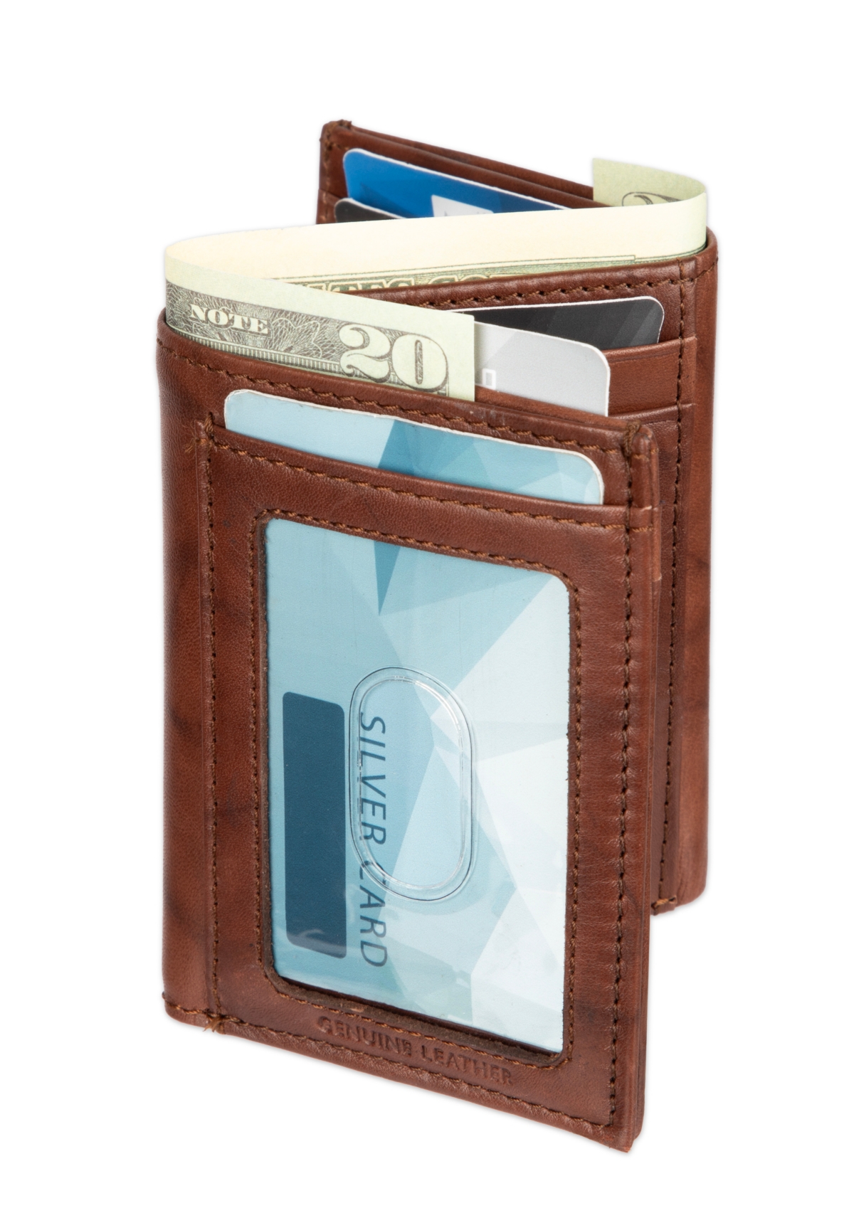 Tommy Hilfiger Men's Ribbon Striped Trifold Wallet In Brown