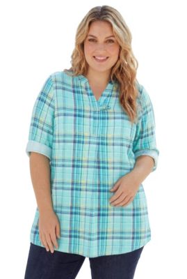 Women's Within Rayon 7-Day Three-Quarter Sleeve Tab-Front Tunic Top