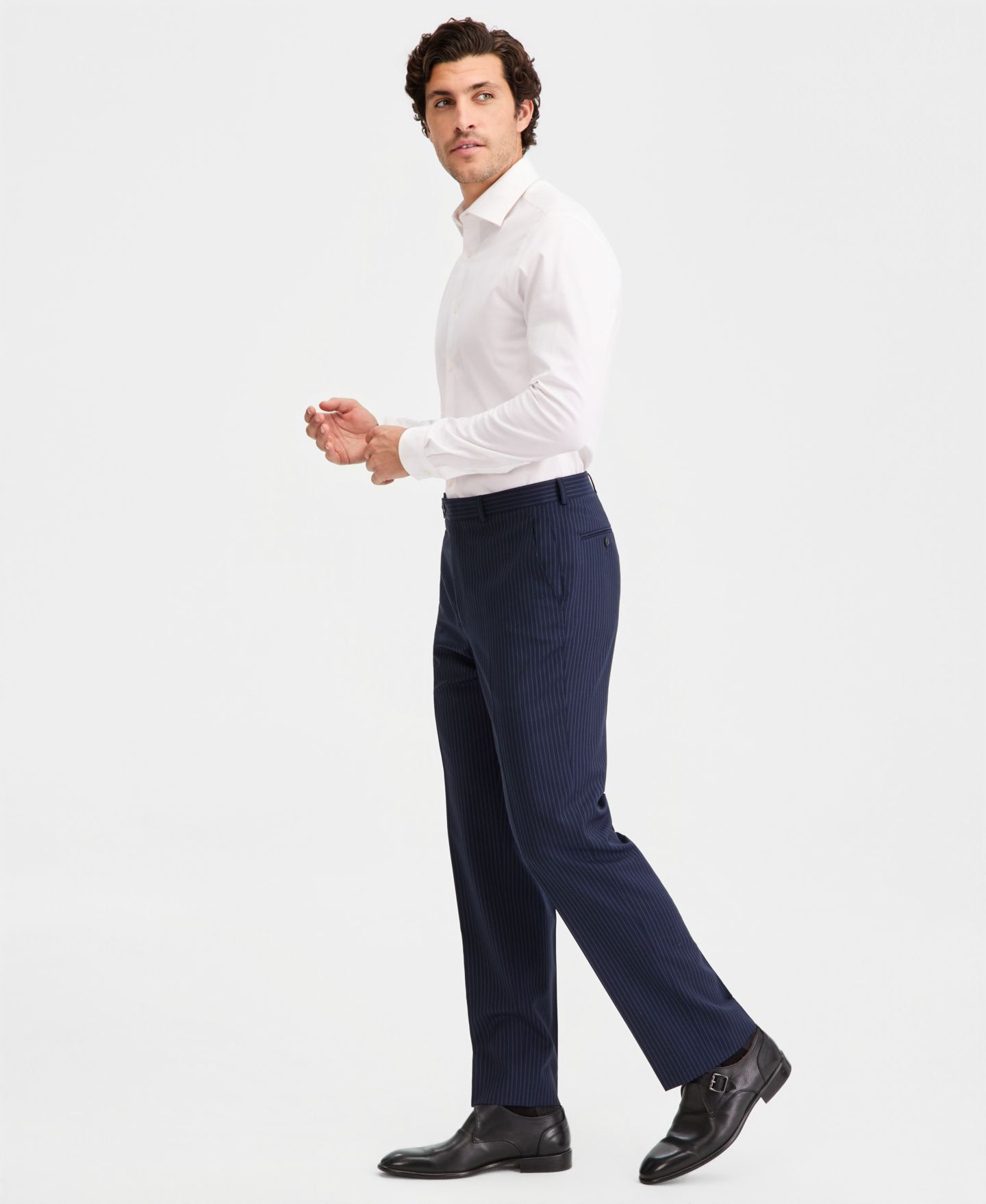 Мужские брюки Michael Kors Classic-Fit Pinstripe Suit Separate, цвет: Тёмно-синий — фото 7