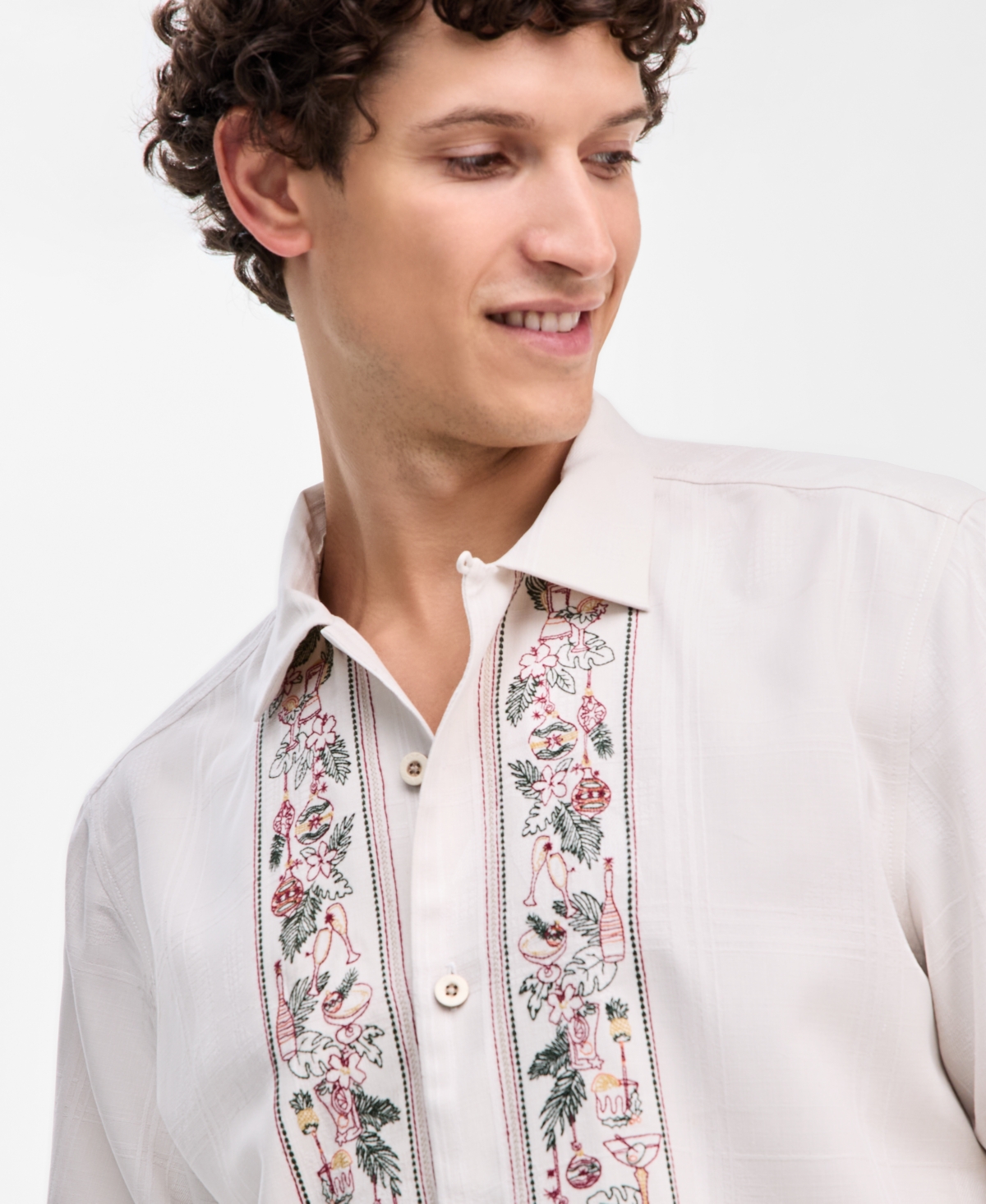 Tommy Bahama Men's Silk Holiday Paradise Embroidered Shirt